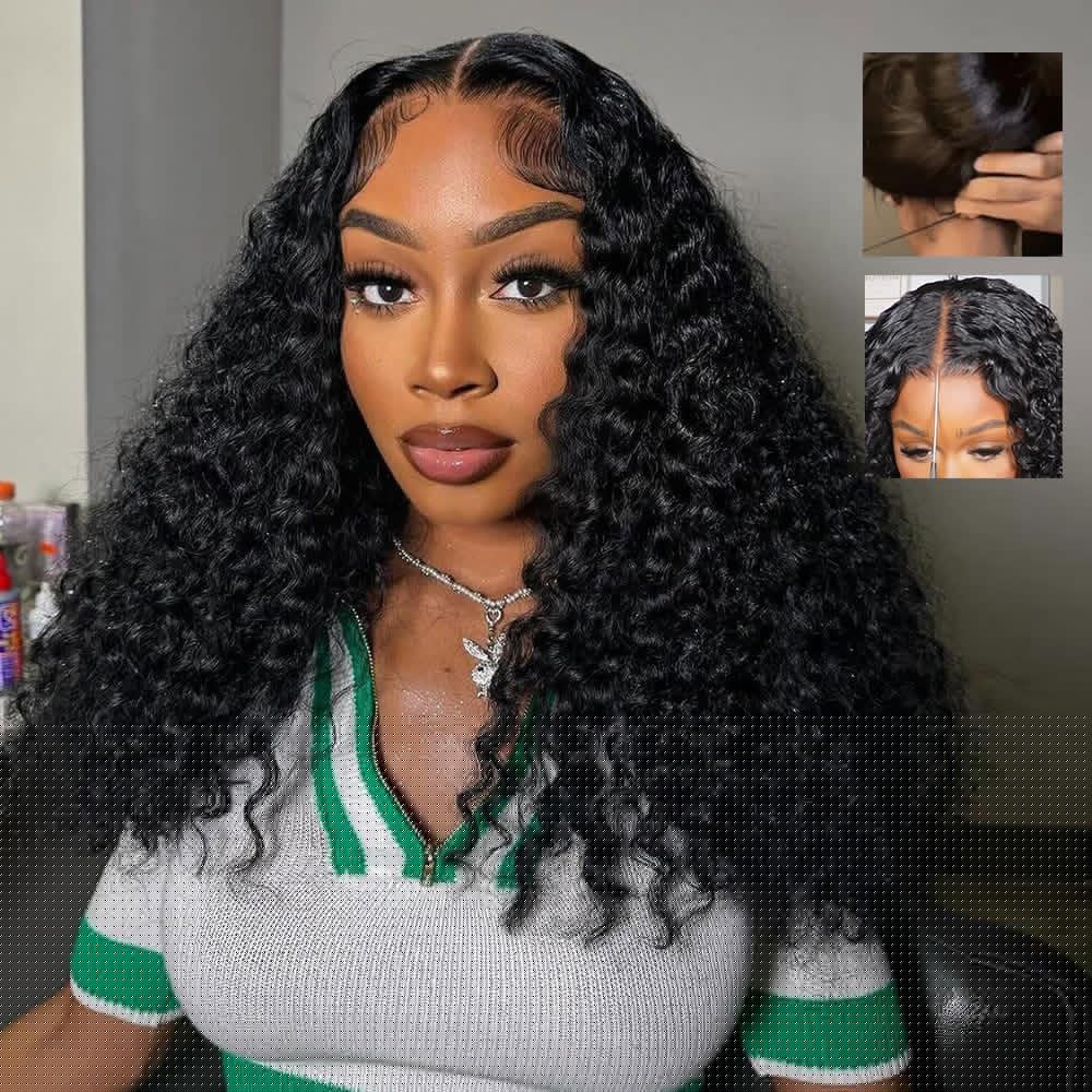 Burmese Curly Glueless Human Hair Pre Plucked Pre Cut 250% Density Drawstring Wig Human Hair 7x6 HD Lace Front Wigs Human Hair for Black Women Wear and Go Glueless Wig